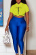 Yellow Black Casual Print Patchwork Half A Turtleneck Short Sleeve Two Pieces
