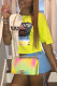 Yellow Casual Street Print Patchwork Asymmetrical O Neck T-Shirts