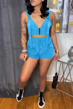 Pink Fashion Sexy Solid Patchwork V Neck Sleeveless Two Pieces