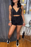 Pink Fashion Sexy Solid Patchwork V Neck Sleeveless Two Pieces