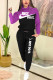 Black Fashion Casual Letter Print Patchwork Hooded Collar Long Sleeve Two Pieces