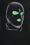 Black Fashion Street Print Patchwork O Neck T-Shirts