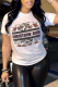White Fashion Celebrities Print Patchwork Letter O Neck T-Shirts