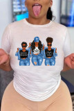 Blue Fashion Casual Solid Basic O Neck T-Shirts