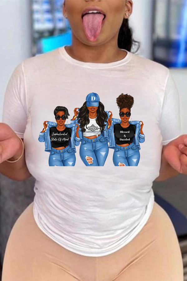 Blue Fashion Casual Solid Basic O Neck T-Shirts