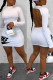 White Fashion Sexy Regular Sleeve Long Sleeve Half A Turtleneck Mini Letter Embroidery Dresses