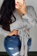 Grey Fashion Sexy Print Strap Design V Neck Tops