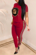 Red Casual Print Patchwork O Neck Short Sleeve Two Pieces