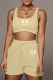 Khaki Fashion Casual Print Letter U Neck Sleeveless Two Pieces