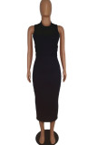 Black Sexy Solid Patchwork Backless One Step Skirt Dresses