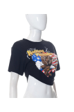 Black Fashion Print Patchwork O Neck T-Shirts