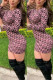 Light Purple Fashion Casual Print Basic O Neck Long Sleeve Dress