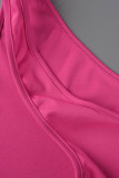 Pink Fashion Sexy Solid Tassel One Shoulder A Line Dresses