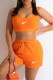 Orange Fashion Casual Print Patchwork U Neck Sleeveless Two Pieces