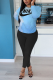 Blue Casual Print Letter O Neck Long Sleeve Two Pieces