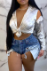 Grey Sexy Solid Bandage Patchwork V Neck Tops