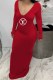 Red Fashion Sexy Print Letter V Neck One Step Skirt Dresses