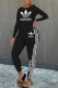 Black Fashion Casual Print Basic O Neck Long Sleeve Two Pieces