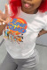 White Fashion Casual Print Basic O Neck T-Shirts