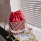Brick Red Fashion Elegant Letter Patchwork Pearl Bags