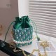 Grass Green Fashion Elegant Letter Patchwork Pearl Bags