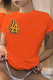 Orange Fashion Street Print Patchwork Letter O Neck T-Shirts