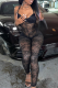 Black Sexy Solid Lace Spaghetti Strap Skinny Jumpsuits
