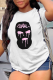 White Fashion Print Patchwork O Neck T-Shirts