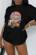 Black Fashion Casual Print Basic O Neck T-Shirts
