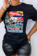 Black Fashion Street Print Patchwork Letter O Neck T-Shirts