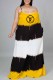 Yellow Fashion Casual Letter Patchwork Spaghetti Strap Straight Dresses