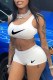 White Fashion Sexy Print Patchwork U Neck Sleeveless Two Pieces