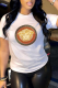 White Fashion Print Patchwork O Neck T-Shirts