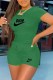 Green Fashion Casual Print Letter O Neck Short Sleeve Two Pieces