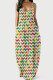 Colour Fashion Sexy Casual Print Backless Spaghetti Strap Long Dress