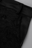White Fashion Sexy Solid See-through O Neck Short Sleeve Two Pieces