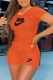 Orange Fashion Casual Print Letter O Neck Short Sleeve Two Pieces