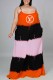 Tangerine Red Fashion Casual Letter Patchwork Spaghetti Strap Straight Dresses