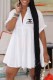 White Fashion Casual Print Letter Turndown Collar A Line Dresses