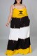 Yellow Fashion Casual Letter Patchwork Spaghetti Strap Straight Dresses