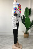 Yellow Fashion Casual Print Patchwork Asymmetrical O Neck Three Quarter Two Pieces