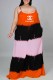 Orange Fashion Casual Letter Patchwork Spaghetti Strap Straight Dresses