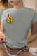 Grey Fashion Street Print Patchwork Letter O Neck T-Shirts