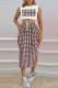 Pink Fashion Casual Print Slit O Neck Sleeveless Two Pieces