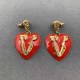 Red Fashion Street Geometric Patchwork Earrings
