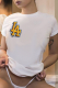 White Fashion Street Print Patchwork Letter O Neck T-Shirts
