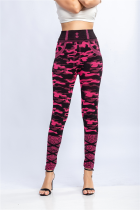 Red Sportswear Camouflage Print Patchwork
