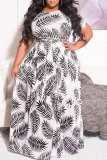 White Fashion Casual Print Bandage O Neck Short Sleeve Two Pieces