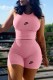 Pink Fashion Sexy Print Letter O Neck Sleeveless Two Pieces