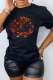 Black Fashion Street Print Letter O Neck T-Shirts